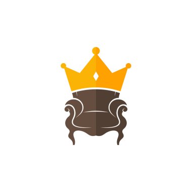 Kral Mobilya Logosu Tasarım Vektör Şablonu. Ev mobilyalarının simgesi ve simgesi.