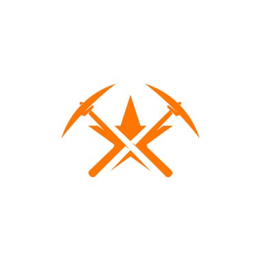 Yıldız konseptli maden logosu şablonu. Modaya uygun tek renkli vektör illüstrasyonu.