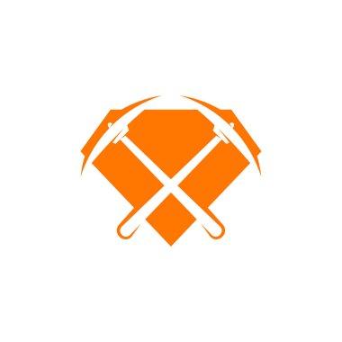 Elmas konseptli maden logosu şablonu. Modaya uygun tek renkli vektör illüstrasyonu.