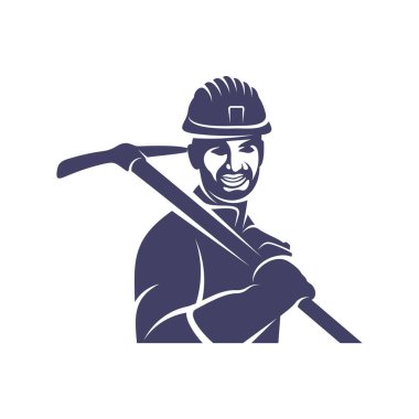 Maden logosu şablonu. Tarz vektör illüstrasyonu.