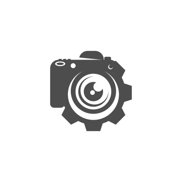 Kamera Gear Logo Tasarım Vektör Şablonu Kamera Fotoğrafçılık Logosu Kavramları — Stok Vektör