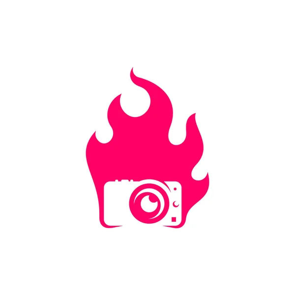 Modello Vettoriale Progettazione Logo Fire Camera Concetti Logo Camera Photography — Vettoriale Stock