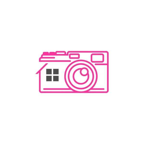 Camera House Logo Modello Vettoriale Progettazione Camera Photography Logo Concetti — Vettoriale Stock