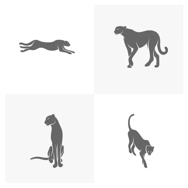 Σύνολο Εικονογράφησης Διανύσματος Προτύπου Λογότυπου Cheetah — Διανυσματικό Αρχείο