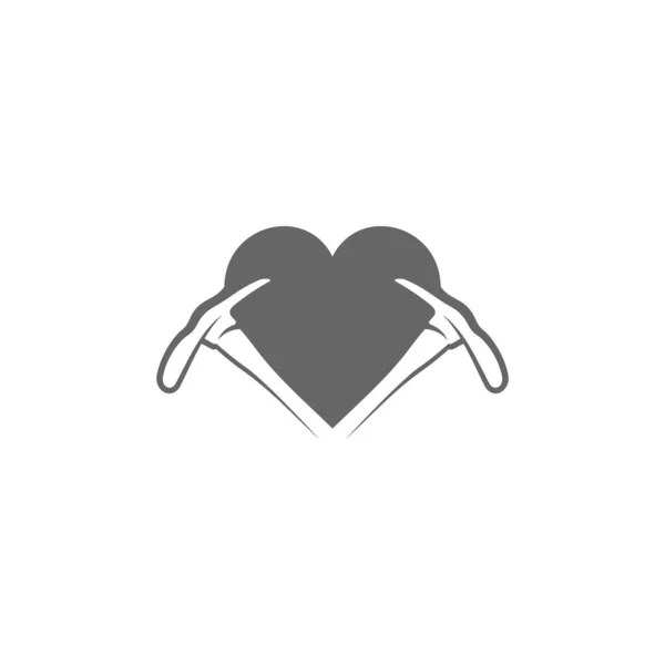 Mining Modello Logo Con Amore Elegante Illustrazione Vettoriale Monocromatica — Vettoriale Stock