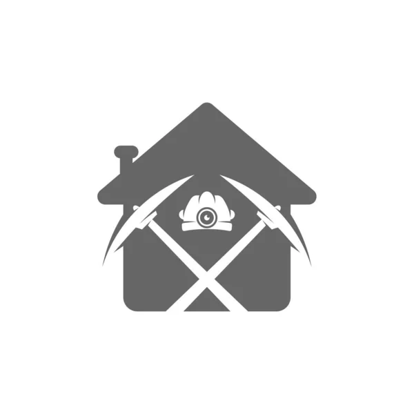 Πρότυπο Λογότυπο Εξόρυξης Την Έννοια Σπίτι Κομψή Μονόχρωμη Διανυσματική Απεικόνιση — Διανυσματικό Αρχείο