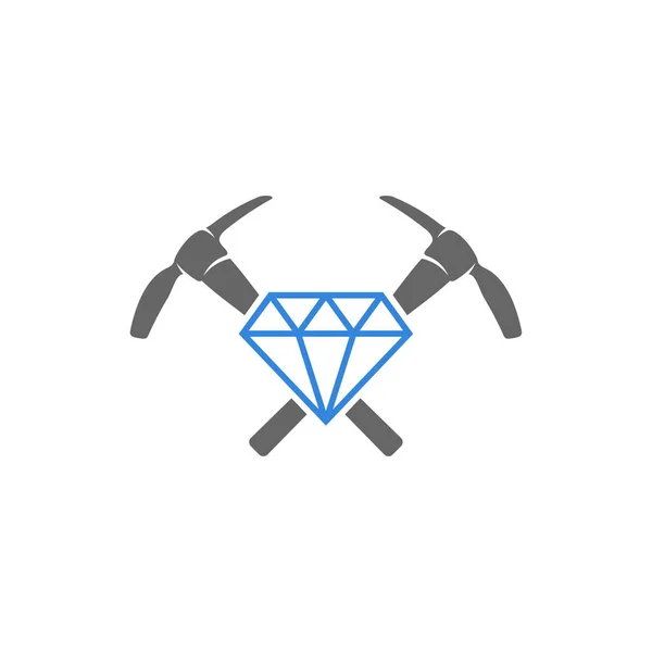采用钻石概念挖掘标识模板 典型的单色矢量图解 — 图库矢量图片
