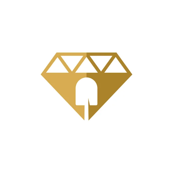 Modelo Logotipo Mineração Com Conceito Diamante Elegante Ilustração Vetorial Monocromática — Vetor de Stock