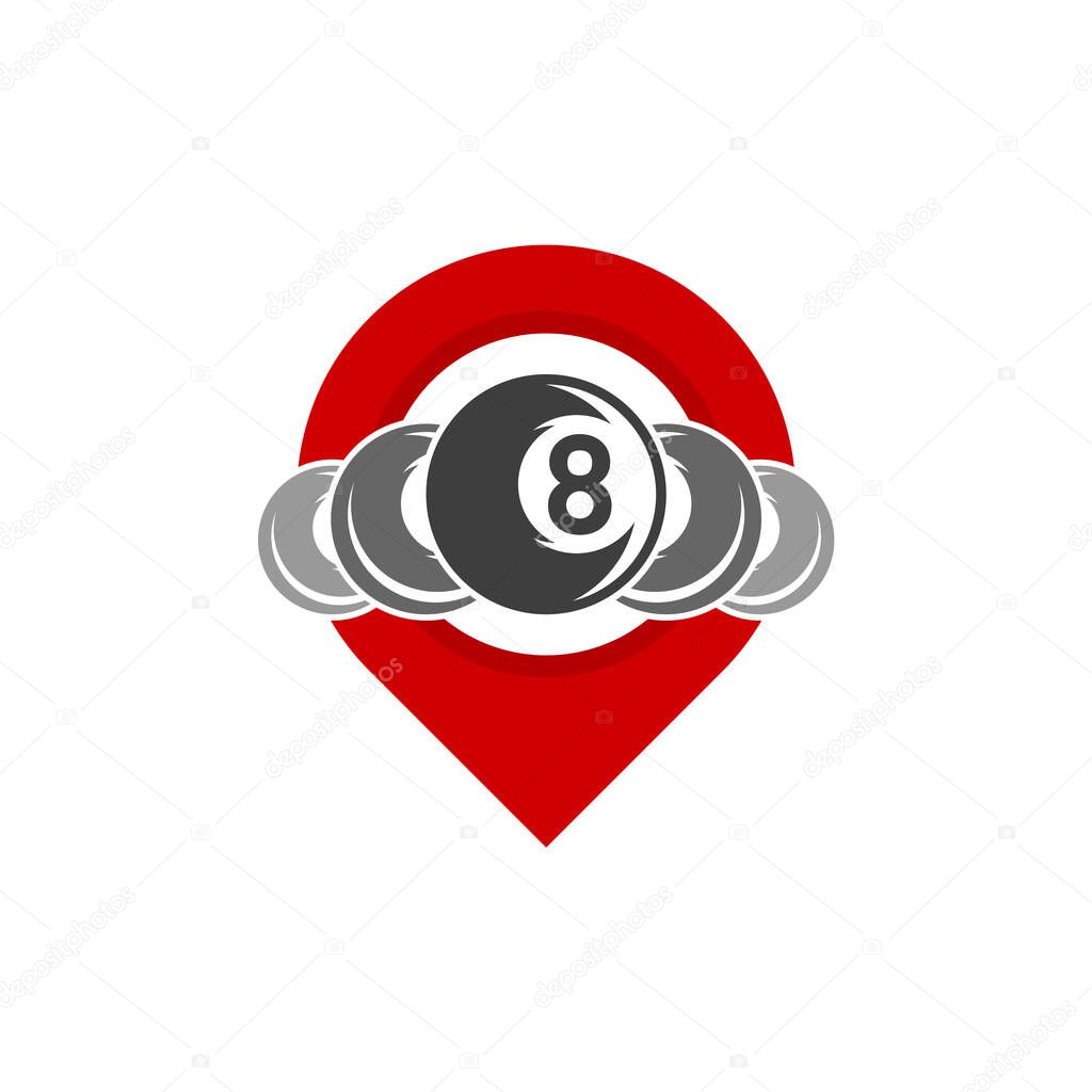 Point Billiards logo design vector. Sport labels for poolroom. Billiards club logo template.