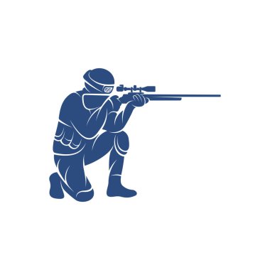 Keskin nişancı ordusu logosu tasarım şablonu, tasarlanacak vektör grafikleri