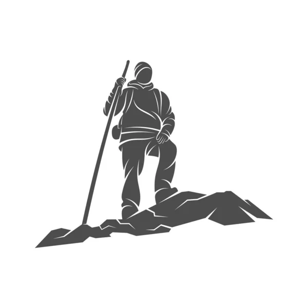 Шаблон Вектора Логотипа Альпиниста Логотип Открытом Воздухе — стоковый вектор