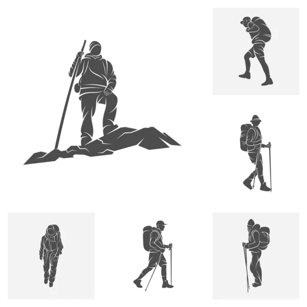 Set Von Climber Logo Designvektorvorlagen Outdoor Aktivität Logo Symbol — Stockvektor