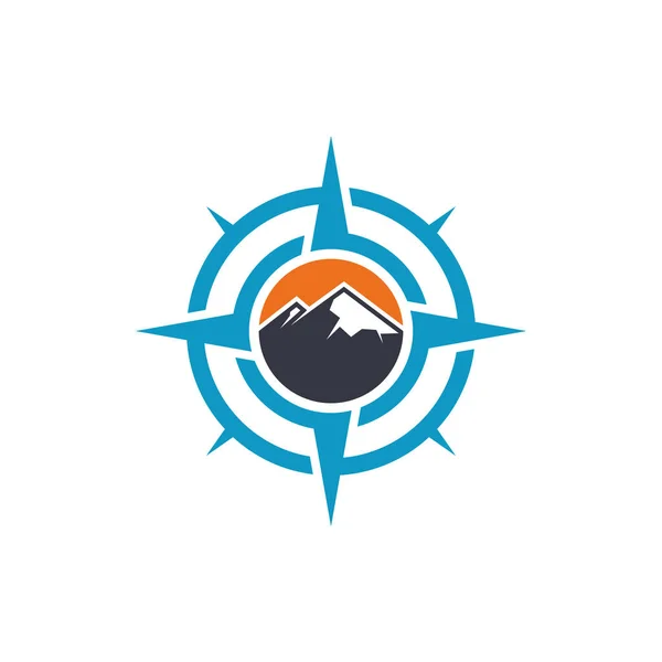 Climber Compass Logo Design Vector Template Outdoor Activity Logo Symbol — Stock Vector