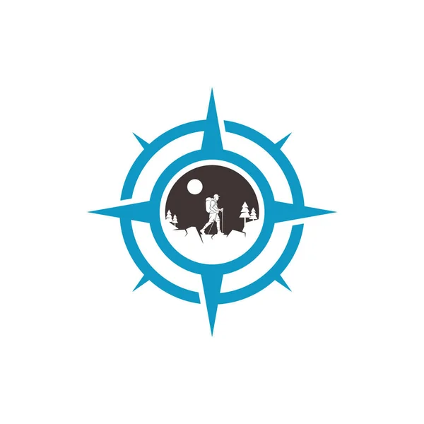 Αναρρίχηση Λογότυπο Compass Σχεδιασμό Διανυσματικό Πρότυπο Σύμβολο Λογότυπου Εξωτερικής Δραστηριότητας — Διανυσματικό Αρχείο