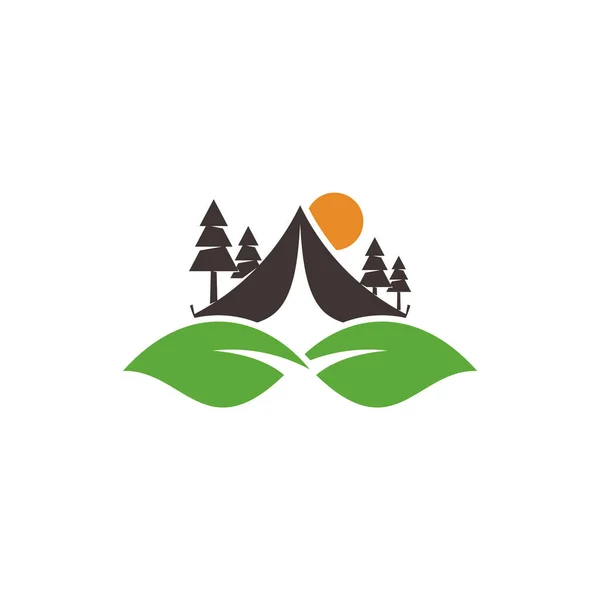 Wspinacz Szablonem Wektora Projektu Logo Leaf Symbol Logo Aktywności Zewnątrz — Wektor stockowy