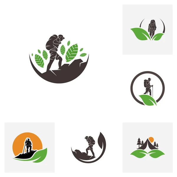 Set Modelli Vettoriali Progettazione Logo Climber Simbolo Logo Attività Outdoor — Vettoriale Stock