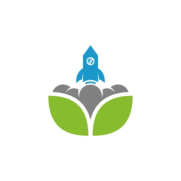 Plantilla Vector Icono Logotipo Hoja Cohete Diseño Creativo Símbolo — Archivo Imágenes Vectoriales
