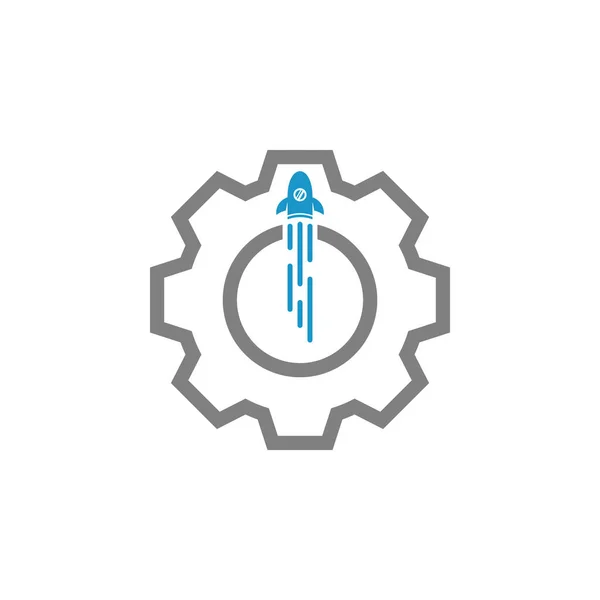 Піктограма Логотипу Rocket Gear Векторний Шаблон Творчий Дизайн Символ — стоковий вектор