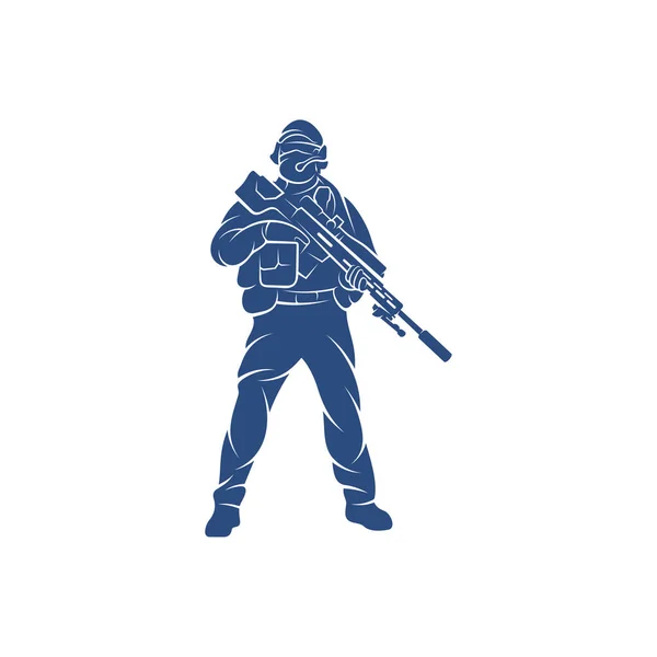 Sniper Army Logo Design Vorlage Vektorgrafik Zum Entwerfen — Stockvektor