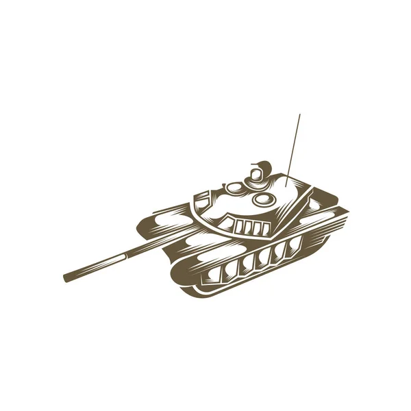 Slaget Tank Logotyp Design Vektor Kamouflage Tank Stridsvagn Ritning Vektor — Stock vektor