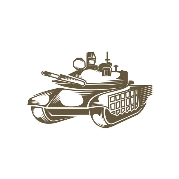 Savaş Tankı Logosu Tasarım Vektörü Kamuflaj Tankı Savaş Tankı Çizimi — Stok Vektör