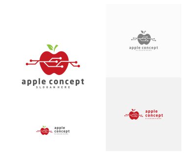 Tech Apple logo tasarım vektör şablonu, Fruits Apple simgesi