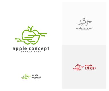 Tech Apple logo tasarım vektör şablonu, Fruits Apple simgesi