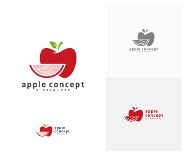 Tech Apple logo tasarım vektör şablonu, Fruits Apple simgesi