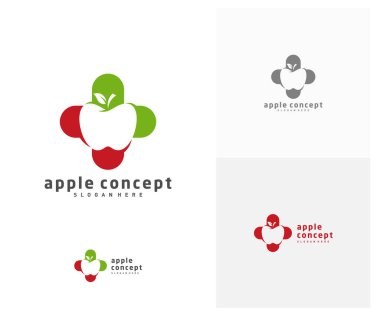 Apple Sağlık logosu tasarım vektör şablonu, Fruits Apple simgesi