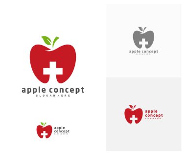 Apple Sağlık logosu tasarım vektör şablonu, Fruits Apple simgesi
