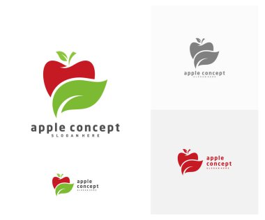 Apple logo tasarım vektör şablonu, Fruits Apple simgesi