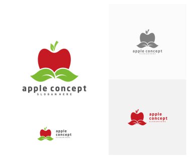 Apple logo tasarım vektör şablonu, Fruits Apple simgesi