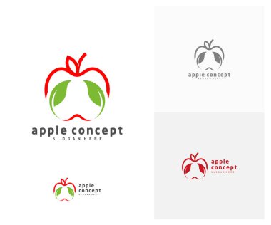 Apple logo tasarım vektör şablonu, Fruits Apple simgesi