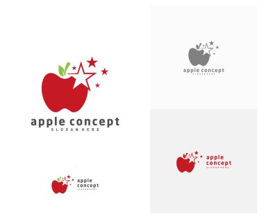 Star Apple logo tasarım vektör şablonu, Fruits Apple simgesi