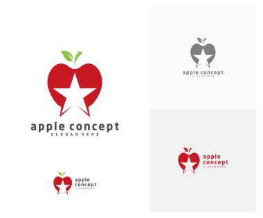 Star Apple logo tasarım vektör şablonu, Fruits Apple simgesi