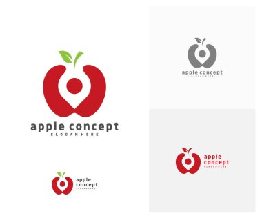 Point Apple logo tasarım vektör şablonu, Fruits Apple simgesi