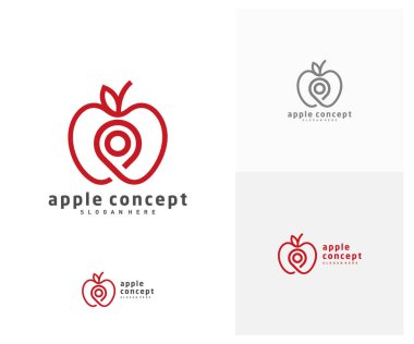 Point Apple logo tasarım vektör şablonu, Fruits Apple simgesi
