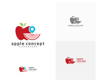 Point Apple logo tasarım vektör şablonu, Fruits Apple simgesi