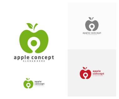 Point Apple logo tasarım vektör şablonu, Fruits Apple simgesi