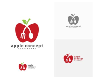 Apple logo tasarım vektör şablonu, Fruits Apple simgesi