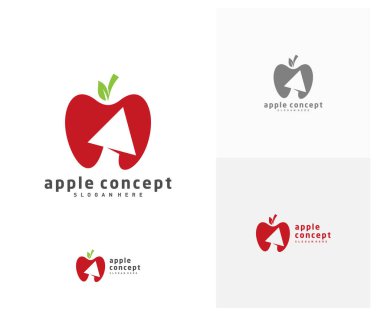 Arrow logo tasarım vektör şablonu olan elma, Fruits Apple simgesi