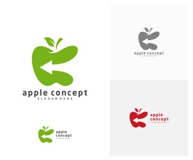 Arrow logo tasarım vektör şablonu olan elma, Fruits Apple simgesi