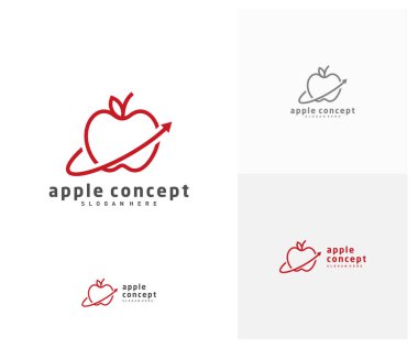 Arrow logo tasarım vektör şablonu olan elma, Fruits Apple simgesi