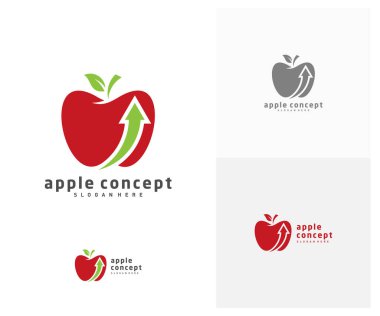 Arrow logo tasarım vektör şablonu olan elma, Fruits Apple simgesi