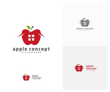 Apple House logo tasarım vektör şablonu, Fruits Apple simgesi