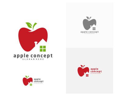Apple House logo tasarım vektör şablonu, Fruits Apple simgesi