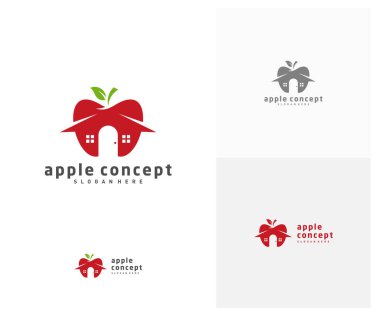 Apple House logo tasarım vektör şablonu, Fruits Apple simgesi