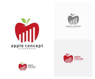 İstatistikler Apple logo tasarım vektör şablonu, Fruits Apple simgesi
