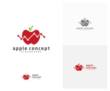 İstatistikler Apple logo tasarım vektör şablonu, Fruits Apple simgesi