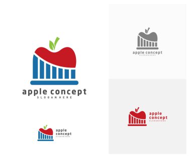 İstatistikler Apple logo tasarım vektör şablonu, Fruits Apple simgesi